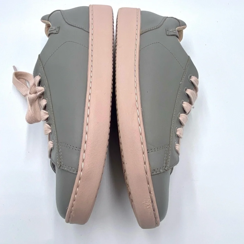 Vionic Mable Leather‎ Lace Up Sneakers Grey Pink sz 9